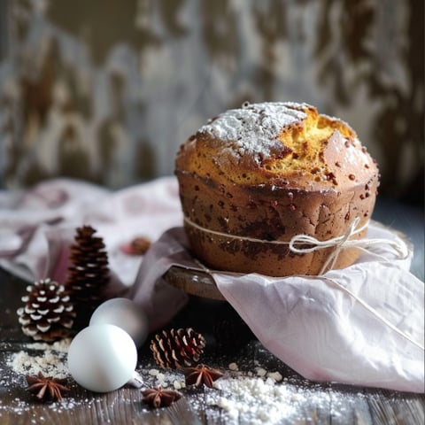 Un cake con polvere di cannella e zucchero.