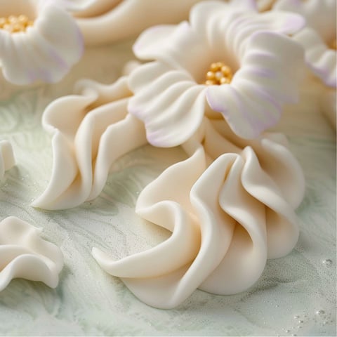 Fiori di ceramica in un tavolo.