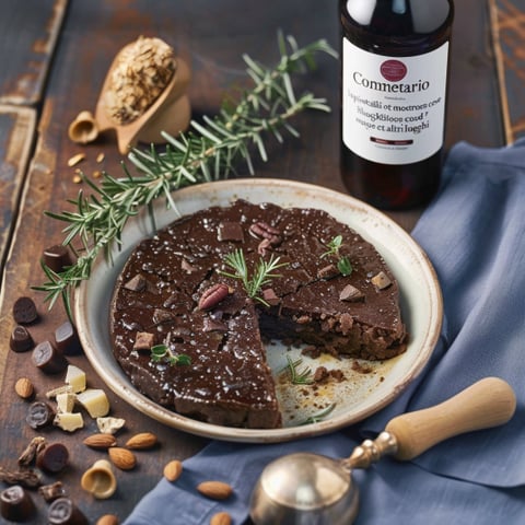 Una tavolata con un dolce a base di cioccolato e spezie.