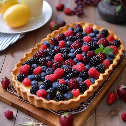 Torta con frutta fresca.