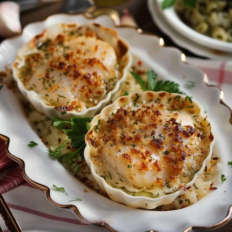 Due frittelle di pesce con erbe e spinaci.