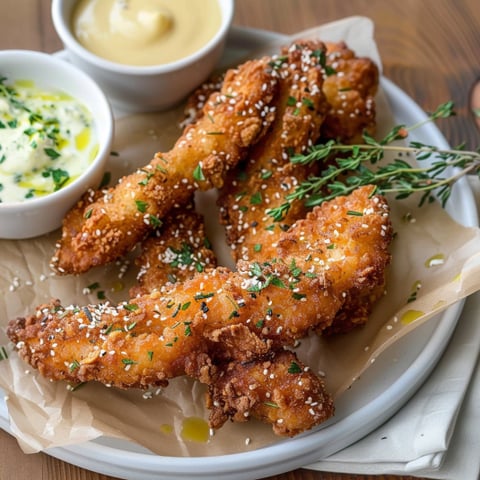 Piatti di pollo con erbe e guarnizione.