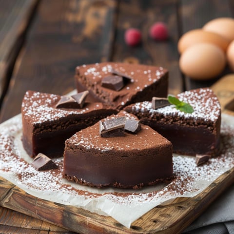 Un piatto di torta con cioccolato e frullato di pomodoro.