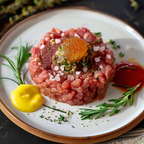 Una pizza con carne e peperoncini.