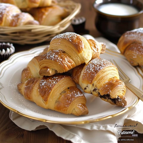Croissant con zucchero e cannoli.