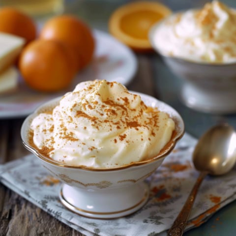 Una tazza di crema con spatola.