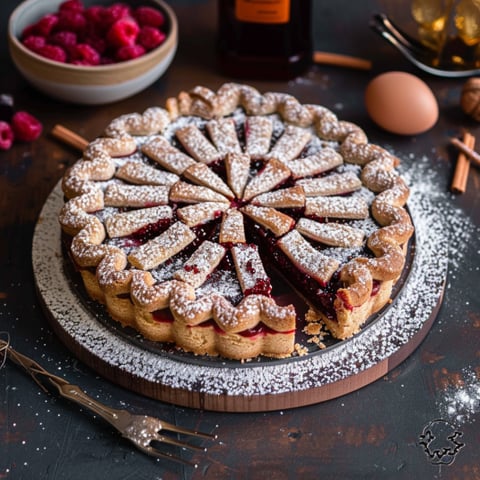 Torta con frutta e zucchero.