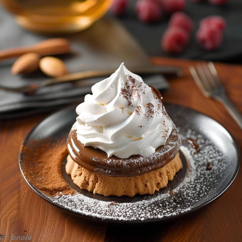 Un dessert con crema e frutta.