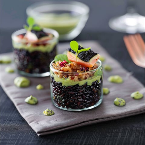 Due vasi con cibo in mezzo.