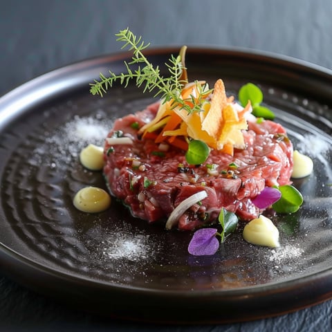 Una pietanza di carne con verdure e frullato di carne.