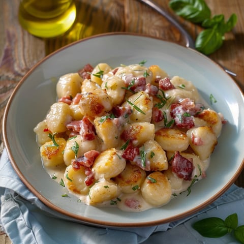 Piatti di pasta con prosciutto e formaggio.
