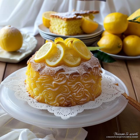 Un dolce con frullato di limone e cannoli.