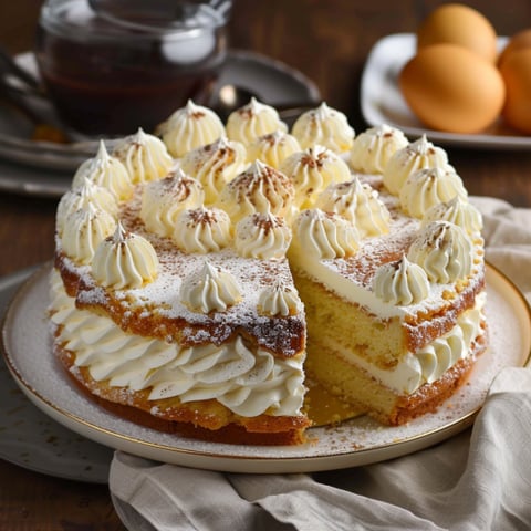 Una torta con crema e frullato di cioccolato.