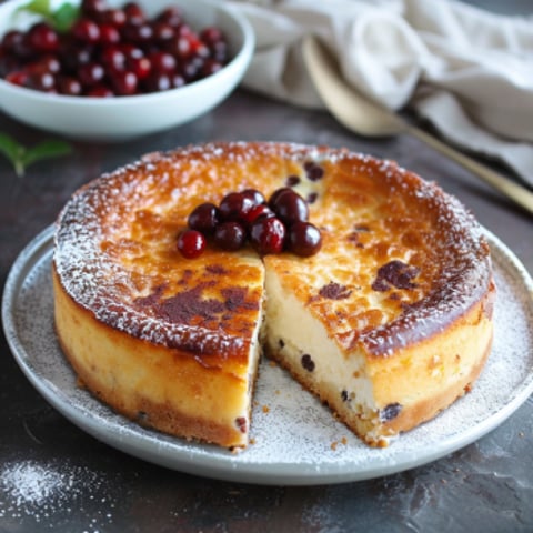 Una torta con frutta e cacao.