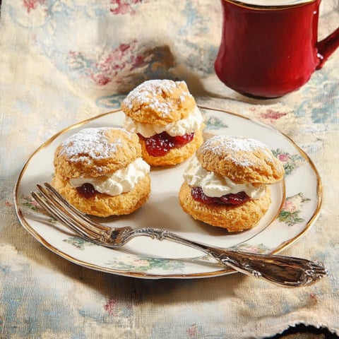 Due biscotti con crema e frutta.