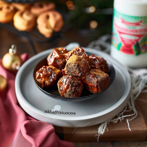 Un piatto di dolci con caramello e burro di cacao.