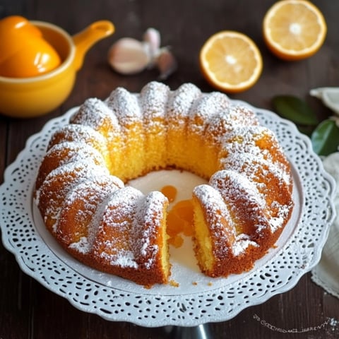 Una torta con frullato di limone e zucchero.