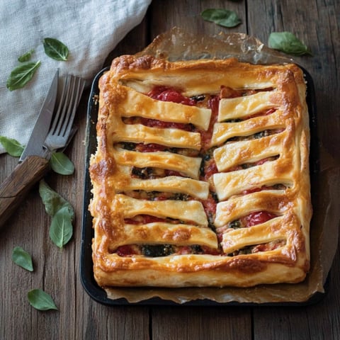 Un pastry con frullato di pomodoro e verdure.