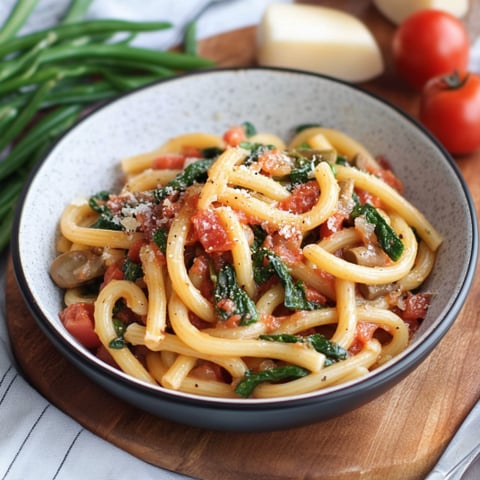 Una ciotola di spaghetti con verdure e formaggio.