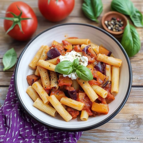 Una tavolata con una ciotola di pasta e verdure.