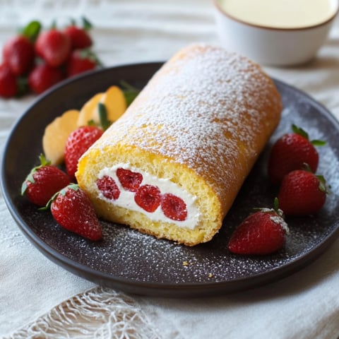 Un dolce a forma di spirale con crema e frutta.