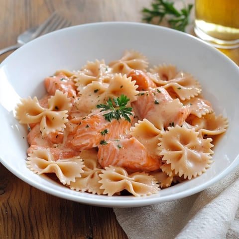 Una ciotola con pasta e pesce.