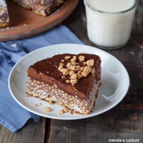Una fetta di torta con nocciole e cioccolato.