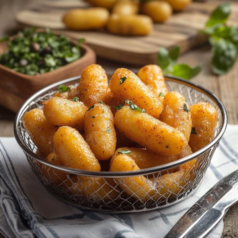 Una ciotola di patate dolci con erbe fresche.