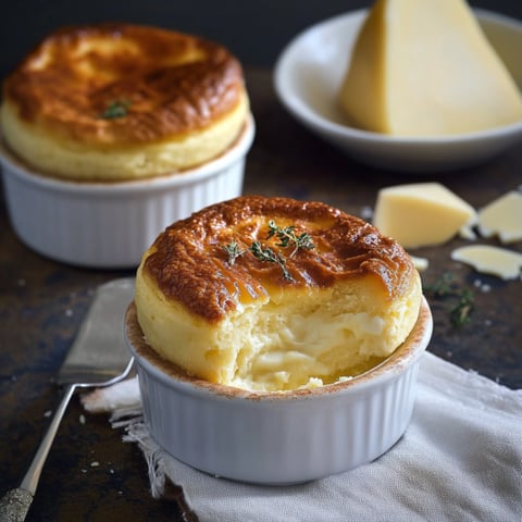 Due tazze di creme brulee con formaggio sul tavolo.