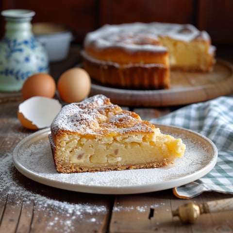 Una tavolata con un dolce in un piatto e un uovo.