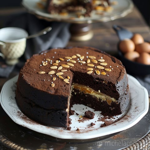 Un cake con semi di noce sulla superficie.