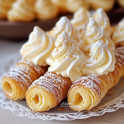 Due cannoli con crema e frullato di cioccolato.