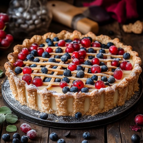 Torta con frutta e noci.