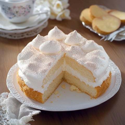 Una torta con crema e frullato di cacao.