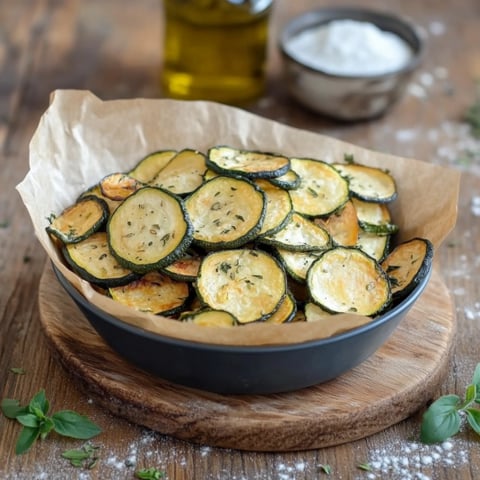 Una ciotola di zucchini con olio e sale.