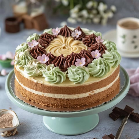 Un cake con fiori e crema.