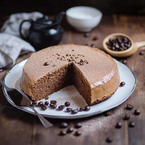 Una tazza di caffè con un cake a base di cioccolato.