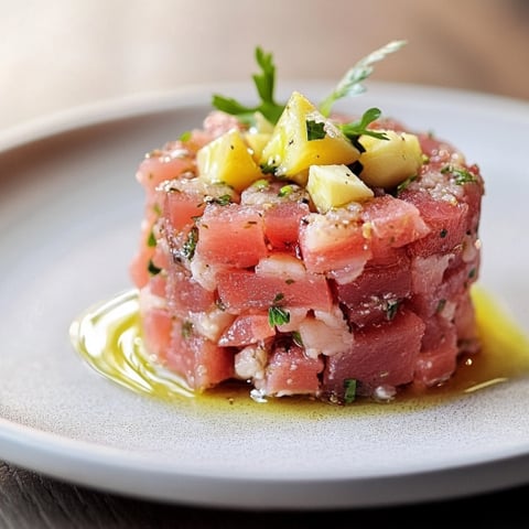 Una pietanza di pesce con erbe e olio.