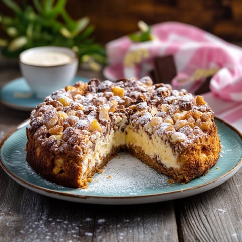 Una torta con frullato di cacao e noci.