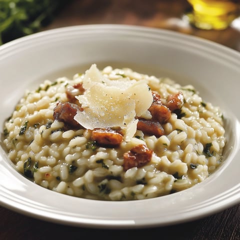 Riso con prosciutto e parmigiano.