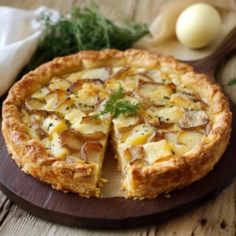 Un pizza con patate e cipolla.