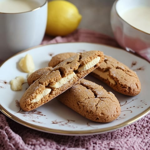 Due biscotti con crema e zucchero.