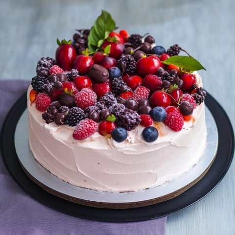 Un cake con frutta fresca.