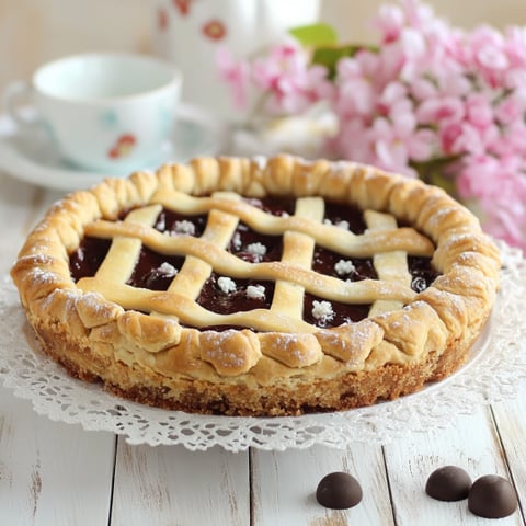 Torta con crema e frutta.