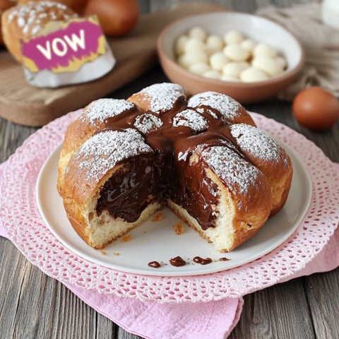 Un dolce con crema e chocolate.