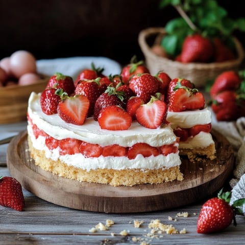 Una torta con frullati di strawberry e crema.