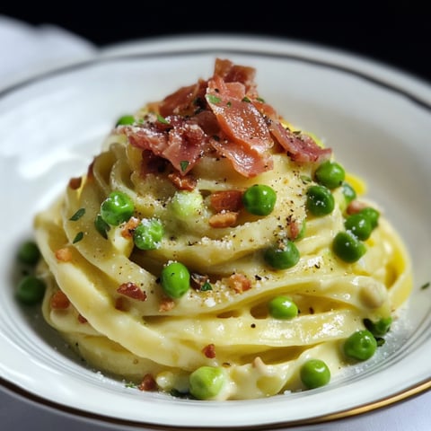 Pasta con pepe e prosciutto.