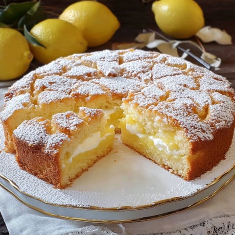 Una torta con frullato di limone e zucchero.