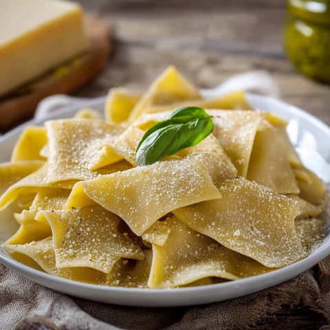 Pasta con foglie verdi.