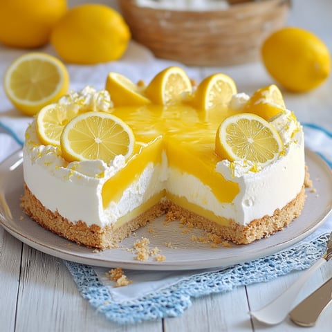 Una torta con frullato di limone e crema.